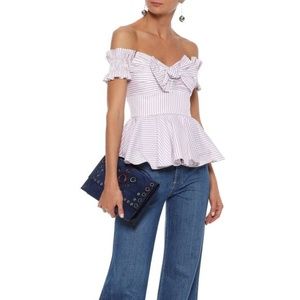 Caroline Constas Off the Shoulder Peplum Top